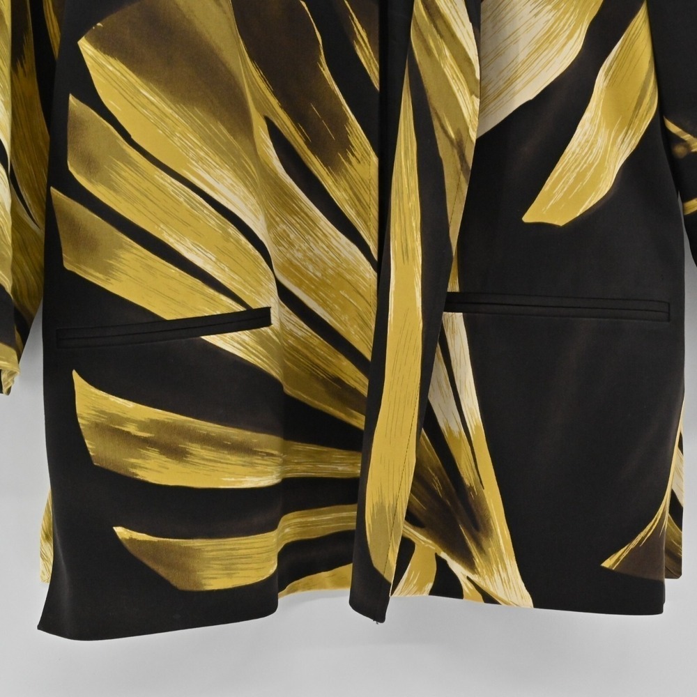 Linda Allard Ellen Tracy Tropical Blazer Womens Size 4 Black Gold Cotton Belted - Picture 12 of 16